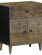 vidaXL Нощно шкафче Светло сиво 50x33x60 cm Масивна дървесина Манго
