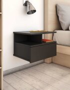 vidaXL Нощно шкафче за стена черно 40x31x27 см инженерно дърво