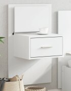 vidaXL Нощно шкафче за стена с LED осветление бяло