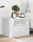 vidaXL Нощно шкафче за стенен монтаж бяло 45x30x35 см