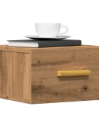 vidaXL Нощно шкафче за стенен монтаж дъб артизан 35x35x20 см