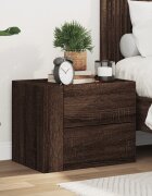 vidaXL Нощно шкафче за стенен монтаж кафяв дъб 45x30x35 см