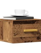 vidaXL Нощно шкафче за стенен монтаж старо дърво 35x35x20 см