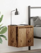 vidaXL Нощно шкафче за стенен монтаж старо дърво 38x34x40 см