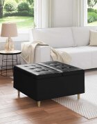 vidaXL О1434томан с място за съхранение Черен 80 x 80 x 45 cm