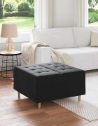 vidaXL О1434томан с място за съхранение Черен 80 x 80 x 45 cm Кадифе