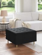 vidaXL О1434томан с място за съхранение Черен 80 x 80 x 45 cm текстил