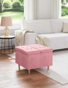 vidaXL О1434томан с място за съхранение Розово 60 x 60 x 45 cm Кадифе
