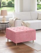 vidaXL О1434томан с място за съхранение Розово 80 x 80 x 45 cm Кадифе