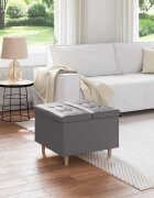 vidaXL О1434томан с място за съхранение Сив 60 x 60 x 45 cm Изкуствена