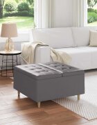 vidaXL О1434томан с място за съхранение Сив 80 x 80 x 45 cm Изкуствена