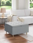 vidaXL О1434томан с място за съхранение Светлосиво 80 x 80 x 45 cm