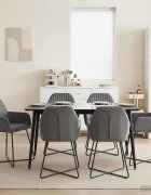 vidaXL Обедени столове 6 бр. Кадифе Тъмносиво 55 x 50 x 84 см