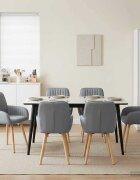 vidaXL Обедени столове 6 бр. Текстил Светлосиво 565 x 50 x 875 см