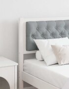 vidaXL Облегалка за глава Бял и светлосив 140 cm Борово дърво масив