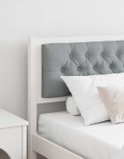 vidaXL Облегалка за глава Бял и светлосив 160 cm Борово дърво масив