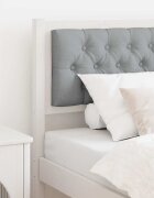 vidaXL Облегалка за глава Бял и светлосив 75 cm Борово дърво масив