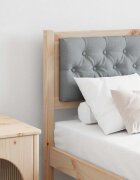 vidaXL Облегалка за глава Кафяв и светло сив 120 cm Борово дърво масив