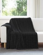 vidaXL Одеала за хвърляне 6 бр. Черно 200 x 150 cm 4.5 kg Мека вълна