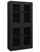 vidaXL Офис шкаф антрацит 90x40x180 см стомана и закалено стъкло