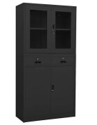 vidaXL Офис шкаф антрацит 90x40x180 см стомана и закалено стъкло
