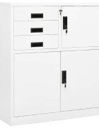 vidaXL Офис шкаф бял 90x40x102 см стомана