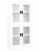 vidaXL Офис шкаф бял 90x40x180 см стомана и закалено стъкло