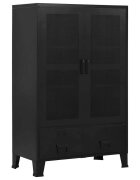 vidaXL Офис шкаф мрежести врати промишлен черен 75x40x120 cм стомана
