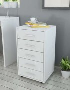 vidaXL Офис шкаф с колелца 5 чекмеджета бял