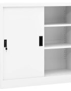vidaXL Офис шкаф с плъзгаща се врата бял 90x40x90 см стомана