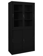 vidaXL Офис шкаф с плъзгаща се врата черен 90x40x180 см стомана