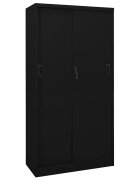 vidaXL Офис шкаф с плъзгаща се врата черен 90x40x180 см стомана