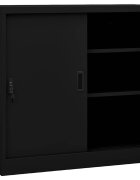 vidaXL Офис шкаф с плъзгаща се врата черен 90x40x90 см стомана