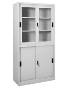 vidaXL Офис шкаф с плъзгаща се врата светлосив 90x40x180 см стомана