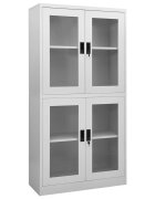 vidaXL Офис шкаф светлосив 90x40x180 см стомана и закалено стъкло