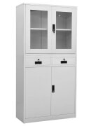 vidaXL Офис шкаф светлосив 90x40x180 см стомана и закалено стъкло