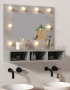 vidaXL Огледален шкаф с LED бетонно сив 60x315x62 см
