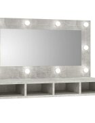 vidaXL Огледален шкаф с LED бетонно сив 90x315x62 см