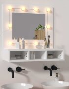 vidaXL Огледален шкаф с LED бял 60x315x62 см