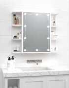 vidaXL Огледален шкаф с LED бял 70x165x60 см