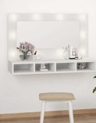 vidaXL Огледален шкаф с LED бял 90x315x62 см