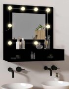 vidaXL Огледален шкаф с LED черен 60x315x62 см