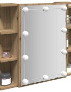vidaXL Огледален шкаф с LED дъб артизан 70x165x60 см