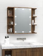 vidaXL Огледален шкаф с LED кафяв дъб 70x165x60 см