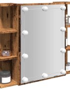 vidaXL Огледален шкаф с LED Старо дърво 70x165x60 cm