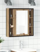 vidaXL Огледален шкаф за баня дъб артизан 60x16x60 см инженерно дърво