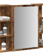 vidaXL Огледален шкаф за баня от старо дърво 80x205x64 cm