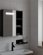vidaXL Огледален шкаф за баня с LED осветление черен 45x13x52 см