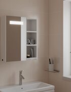 vidaXL Огледален шкаф за баня с LED светлина бял 45x13x52 см