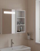 vidaXL Огледален шкаф за баня с LED светлина бял 60x13x52 см